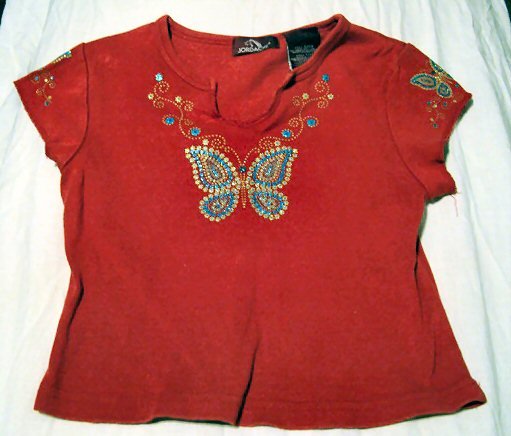 Girls Red Butterfly Top Size 6