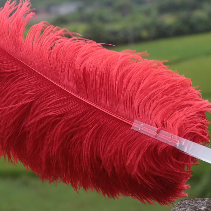single layer Red Ostrich Feather Fan Burlesque friend 25"x45"