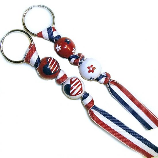 Handpainted American Patriotic Pride Keychain
