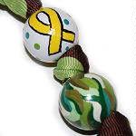 Handpainted Military Troops Camouflage Yellow Ribbon Keychain
