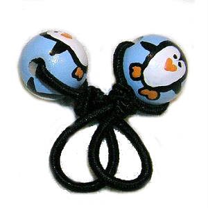 Handpainted Happy Penguin Ponytail Holder
