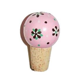 Handpainted Retro Pink Flower Wine Stopper
