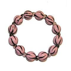 Handpainted Pink Twisted Zebra Adult Stretch Bracelet