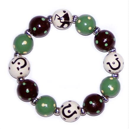 Helping Horse Handpainted Stretch Bracelet - Moss Green