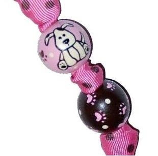 Handpainted Adorable Pink & Brown Puppy Dog Keychain