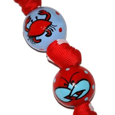Handpainted Adorable Red & Blue Crab Keychain