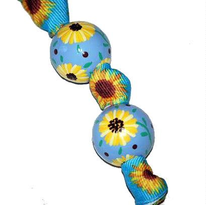 Handpainted Sunflowers Blue& Yellow Flower Keychain