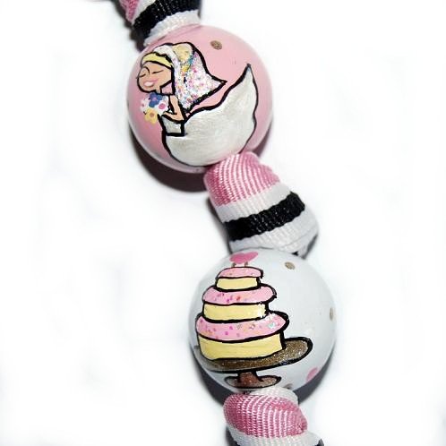 Wedding Day Bride Engagement Handpainted Keychain - Pink