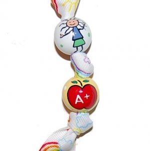 Hand Painted Rainbows and Clouds Teacher Gift Keychain