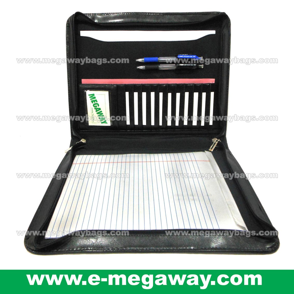 Executive Leather Zipper Binders Briefcases Portfolios Case Organizer MegawayBags #CC-0943