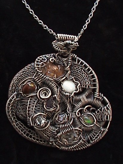 8 Stone Sterling Pendant and Chain