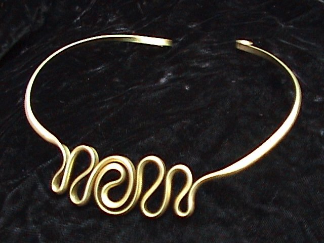Yin-Yang Collar Necklace Shown in Brass.