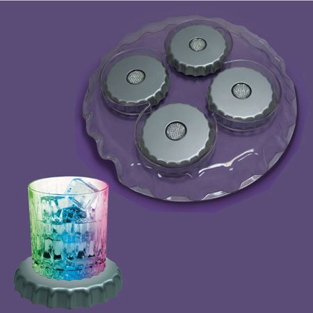 LED Bottle Cap Light Show Coasters & Serving Tray