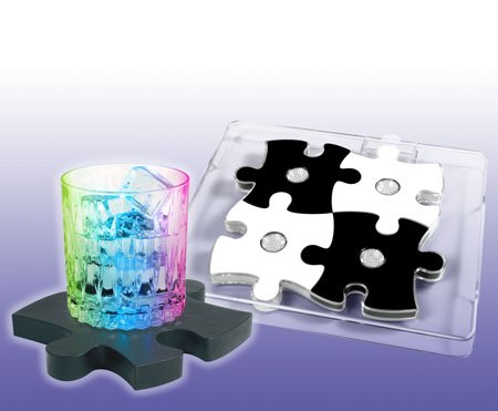 LED Puzzle Light Show Coasters & Serving Tray Set