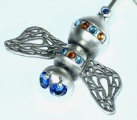 Siver Bee-Sapphire-Purse Handbag Hook Hanger & Pouch