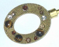 Gold Oval-Tigers Eye-Purse Handbag Hook Hanger & Pouch