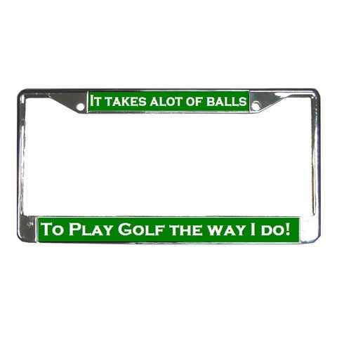 IT TAKES ALOT OF BALLS, Golf License Plate Frame Vehicle Heavy Duty Metal 19683543