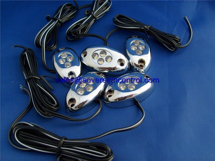 New 5 Pack of 12V Green 4 LED Pod / Accent / Step / Dome Light