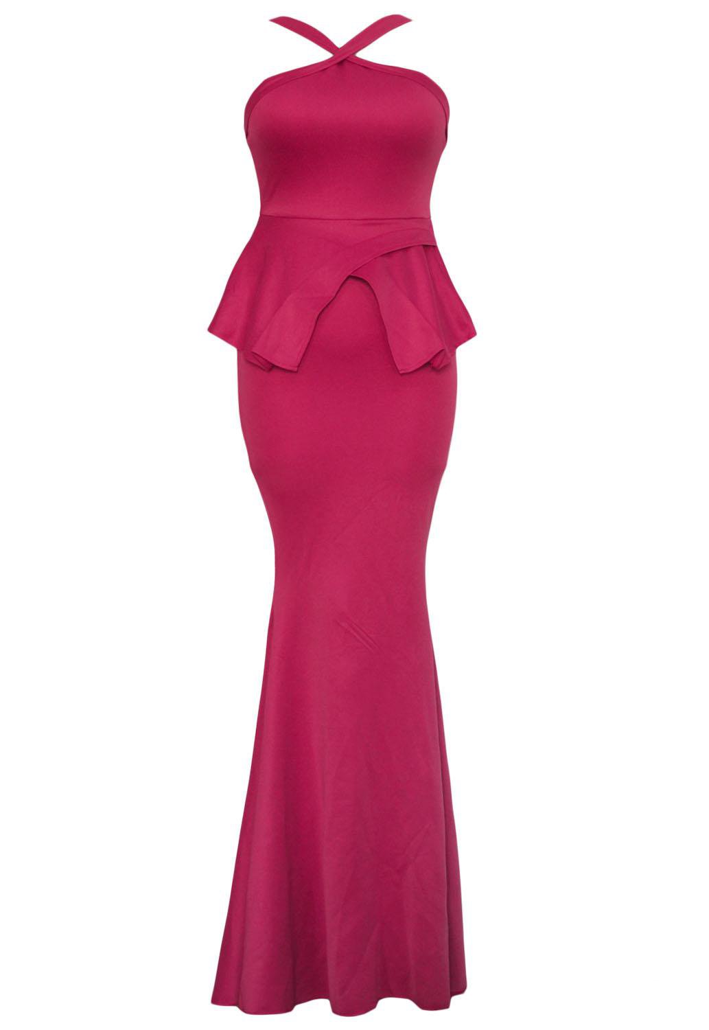 Ankle Length Sleeveless Dress Backless Sexy Peplum Prom Evening Dress W850457