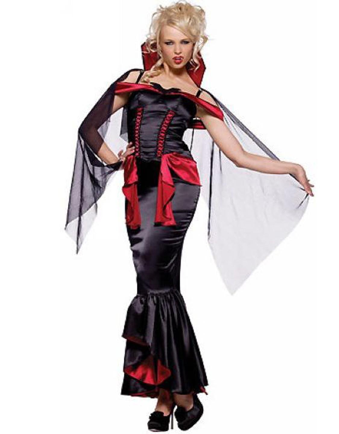 Female Halloween Fancy Dress Evil Black Sleeveless Sexy Vampire Costume W8373
