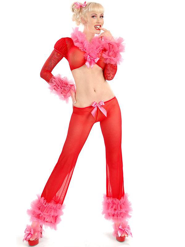 Valentine Lingerie Christmas Sexy V-Neck Red Sexy Santa Costume Lingerie with Ruffle W850818