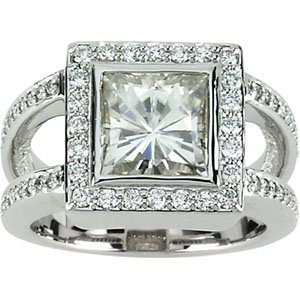 Moissanite and Diamond Dinner Ring