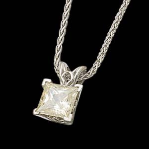 Princess Style Square Brilliant Cut Moissanite Pendant
