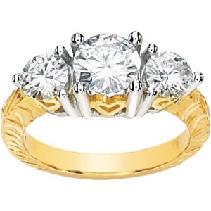 Two Tone Moissanite and Hearts Engagement Ring 2 ct tw*