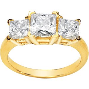 Moissanite Past, Present, Future Princess Style Square Brilliant Cut Anniversary Band 2 ct tw