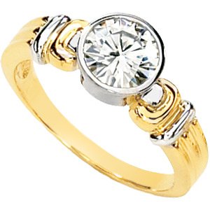 Two Tone Bezel Set Moissanite Engagement Ring*