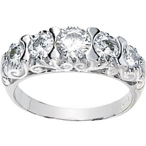 Scroll Setting 5-Stone Moissanite Anniversary Band