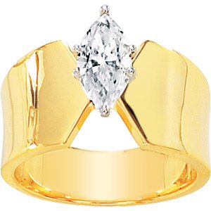 Wide Band Marquise Moissanite Solitaire