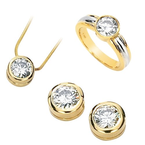 Bezel Set Moissanite Engagement Set