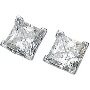 Princess Style Square Brilliant Cut Moissanite Stud Earrings .50 ct tw