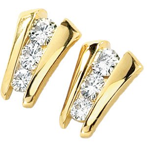 Moissanite 3-Stone Ladder Earrings*