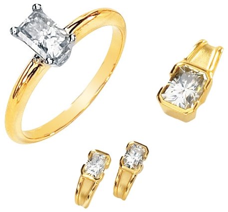 Emerald Cut Moissanite Engagement Set*