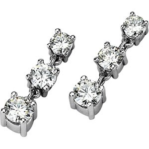 Three Stone Link Moissanite Earrings