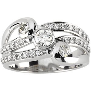 Moissanite & Diamond "Waves" Right Hand Ring