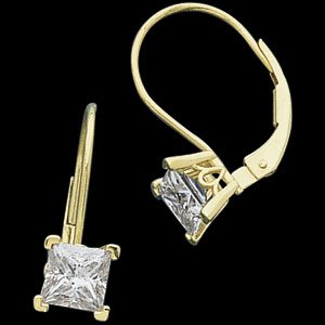 Moissanite Princess Scroll Lever Back Earrings*