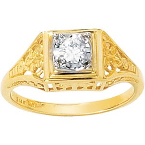 Moissanite Solitaire Filigree Ring