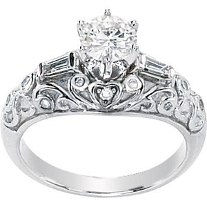 Moissanite & Diamond Baguettes Engagement Ring