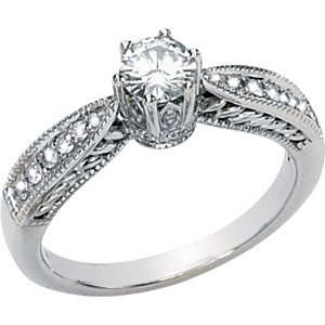 Moissanite and Diamond Engagement Ring