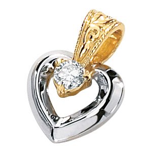 Two Tone Moissanite Heart Pendant