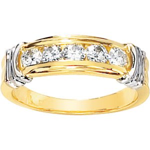 Five-Stone Channel Set Moissanite Two Tone Anniversary Band