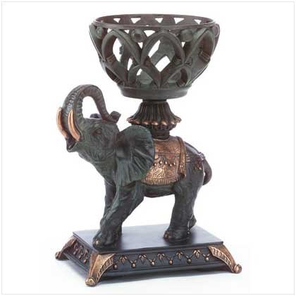 LUCKY ELEPHANT BASKET CANDLEHOLDER