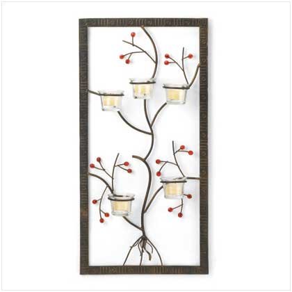 FRAMED METAL TREE CANDLEHOLDER