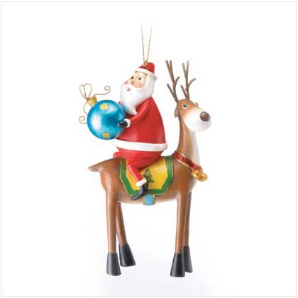 SANTA ON REINDEER ORNAMENT
