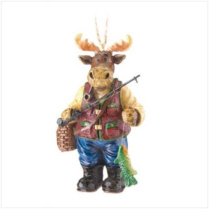 MOOSE WITH FISHING POLE ORNAMENT
