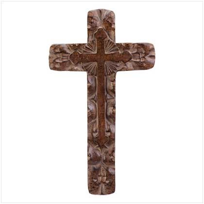 "WOOD" CARVED WALL CROSS