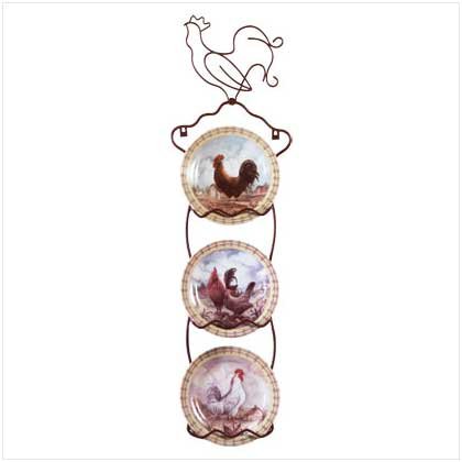 ROOSTER PLATES DISPLAY SET